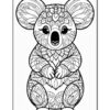 A detailed line drawing of a koala surrounded by intricate floral patterns, ready for coloring.