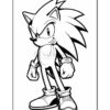 Sonic the Hedgehog, a blue anthropomorphic hedgehog with spiky hair, stands confidently with a determined expression.