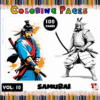 Samurai-themed coloring book cover featuring two samurai illustrations, promoting free coloring pages from artcoloringpage.com.