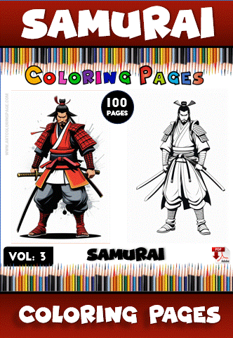 Samurai-themed coloring pages from artcoloringpage.com, featuring detailed designs for free coloring book enjoyment.