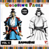 Samurai coloring pages featuring two designs, part of a free coloring book with 100 pages, available at artcoloringpage.com.
