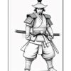 A detailed illustration of a Samurai warrior, dressed in traditional armor, wielding a katana.