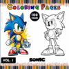 Sonic character coloring pages featuring a vibrant design on one side and a black-and-white version on the other, perfect for artcoloringpage.com’s cozy coloring book.