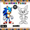 Sonic character coloring page featuring colored and black-and-white versions, perfect for a cozy coloring book, from artcoloringpage.com.