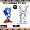 Coloring book cover featuring Sonic the Hedgehog in color and a black and white outline for coloring, promoting cozy coloring pages from artcoloringpage.com.