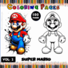 Super Mario coloring pages featuring a color illustration and a black-and-white outline, from the cozy coloring book collection at artcoloringpage.com.