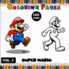 Coloring page featuring Super Mario in color and outline versions, promoting artcoloringpage.com's cozy coloring book and pages.