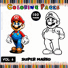Coloring page featuring a Super Mario character in color and a black-and-white version, promoting cozy coloring book themes on artcoloringpage.com.