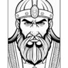 A detailed illustration of a stern-looking king with a thick beard and a crown, wearing ornate armor.