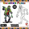 Zombie illustrations for a Halloween-themed coloring book, featuring two detailed zombie characters, ideal for cozy coloring pages.