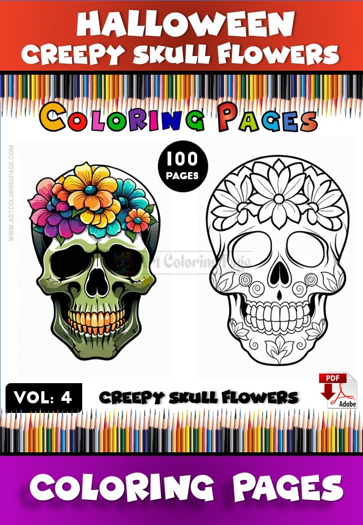 Dive Into the Dark and Delightful: Skull Coloring Pages Vol 4 - 100 Pages