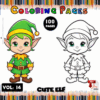 Cute elf character featured on a coloring page, part of a coloring book collection from artcoloringpage.com, showcasing black-and-white line art for coloring.