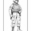 A soldier standing confidently, wearing a helmet and tactical gear, holding a gun, with a military-style uniform.