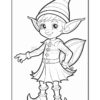 A cheerful elf with large ears, a striped hat, a dress, and pointy shoes, standing with one hand on his hip.