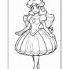 A line art illustration of a princess character with a crown and a flowing dress, smiling and extending her hand invitingly.