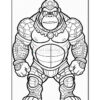 A muscular cartoon gorilla character in a mechanical armor design, ready for coloring.