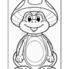 A cartoon turtle wearing a large, spotted mushroom cap, smiling and sitting with a friendly expression.