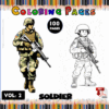 Soldier-themed coloring page from artcoloringpage.com featuring military illustrations, part of a free coloring book with 100 pages.