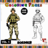 Soldier coloring page showcasing two military figures; available at artcoloringpage.com as part of free coloring book pages.