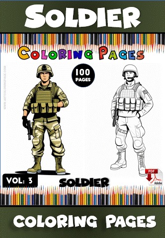 Soldier coloring page showcasing two military figures; available at artcoloringpage.com as part of free coloring book pages.