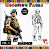 Coloring page featuring a soldier, part of a free coloring book with 100 pages available at artcoloringpage.com.