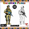 Soldier coloring pages featuring detailed illustrations for a coloring book with 100 pages, available for free at artcoloringpage.com.
