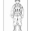 A young soldier in uniform, wearing a helmet, tactical gear, and boots, standing confidently.