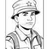 A young soldier wearing a military uniform and hat, looking confidently at the viewer.