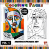 Abstract Picasso-style coloring pages from artcoloringpage.com, featuring colorful designs and black-and-white outlines, ideal for coloring books.