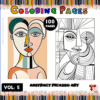 Abstract art coloring pages inspired by Picasso, featuring bold lines and geometric shapes for artcoloringpage.com coloring book.