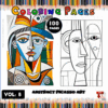 Abstract Picasso art coloring pages featured in a coloring book format, showcasing bold lines and geometric shapes for creative fun.