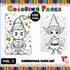 Christmas Cute Elf coloring pages offered by artcoloringpage.com feature two playful elf illustrations, ideal for a coloring book.