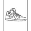 Line art illustration of a high-top sneaker featuring the Nike logo and distinctive wing emblem.