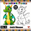A colorful thumbnail featuring two cute dragon illustrations, one finished in vibrant colors and the other a black and white outline for coloring.