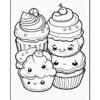 A group of decorated cupcakes, including one topped with a cherry and others with smiles, set against a blank background.