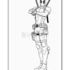A character resembling a superhero stands confidently, wearing a suit with pouches and armed with swords on his back.