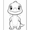 A cute dinosaur character with big eyes and a friendly smile, designed for coloring.