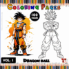 Coloring page featuring Dragon Ball characters, part of a cozy coloring book series with 100 pages available at artcoloringpage.com.