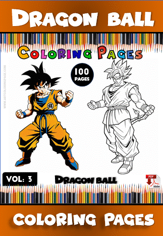 Dragon Ball coloring pages featuring a colorful character illustration and a black and white outline for cozy coloring book enthusiasts.