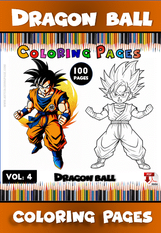 Coloring page featuring Dragon Ball characters in color and outline style, promoting artcoloringpage.com for cozy coloring book and pages.