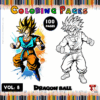 Coloring page featuring characters from Dragon Ball, designed for a cozy coloring book experience with 100 pages available at artcoloringpage.com.