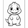 A cheerful cartoon dinosaur with a big smile and small spikes on its back, outlined for coloring.