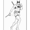 A line art illustration of a superhero in a dynamic pose, holding a sword, with a utility belt and mask.