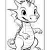 A cute cartoon dragon character with a friendly expression, standing upright and featuring large eyes, horns, and wings.
