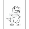 A cartoon-style T-Rex with a smiling expression, standing upright in a simple outline drawing.