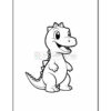 A cute cartoon dinosaur character, featuring a smiling face, spiky back, and small limbs, outlined for coloring.