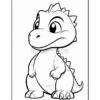 A cute cartoon dinosaur with a friendly expression, featuring large eyes and small spikes along its back.