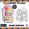 Kawaii cupcakes coloring pages from a coloring book, featuring colorful cupcakes and sweet designs for fun coloring activities.