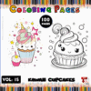 Kawaii cupcakes coloring pages featuring cute designs from the coloring book on artcoloringpage.com, ideal for creative fun.