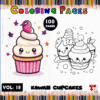 Kawaii cupcakes coloring pages featuring cute, cartoonish designs; perfect for a coloring book from artcoloringpage.com.